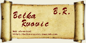 Belka Rvović vizit kartica